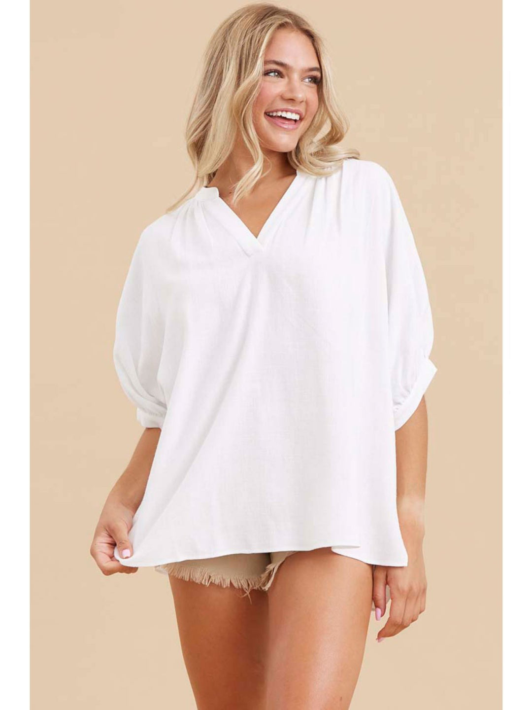 Split V Neck Top
