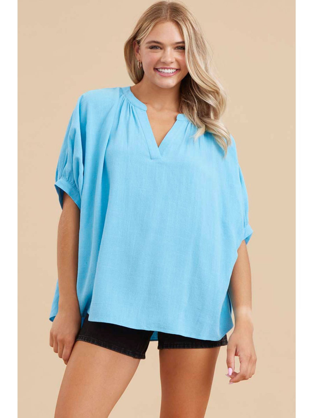 Split V Neck Top