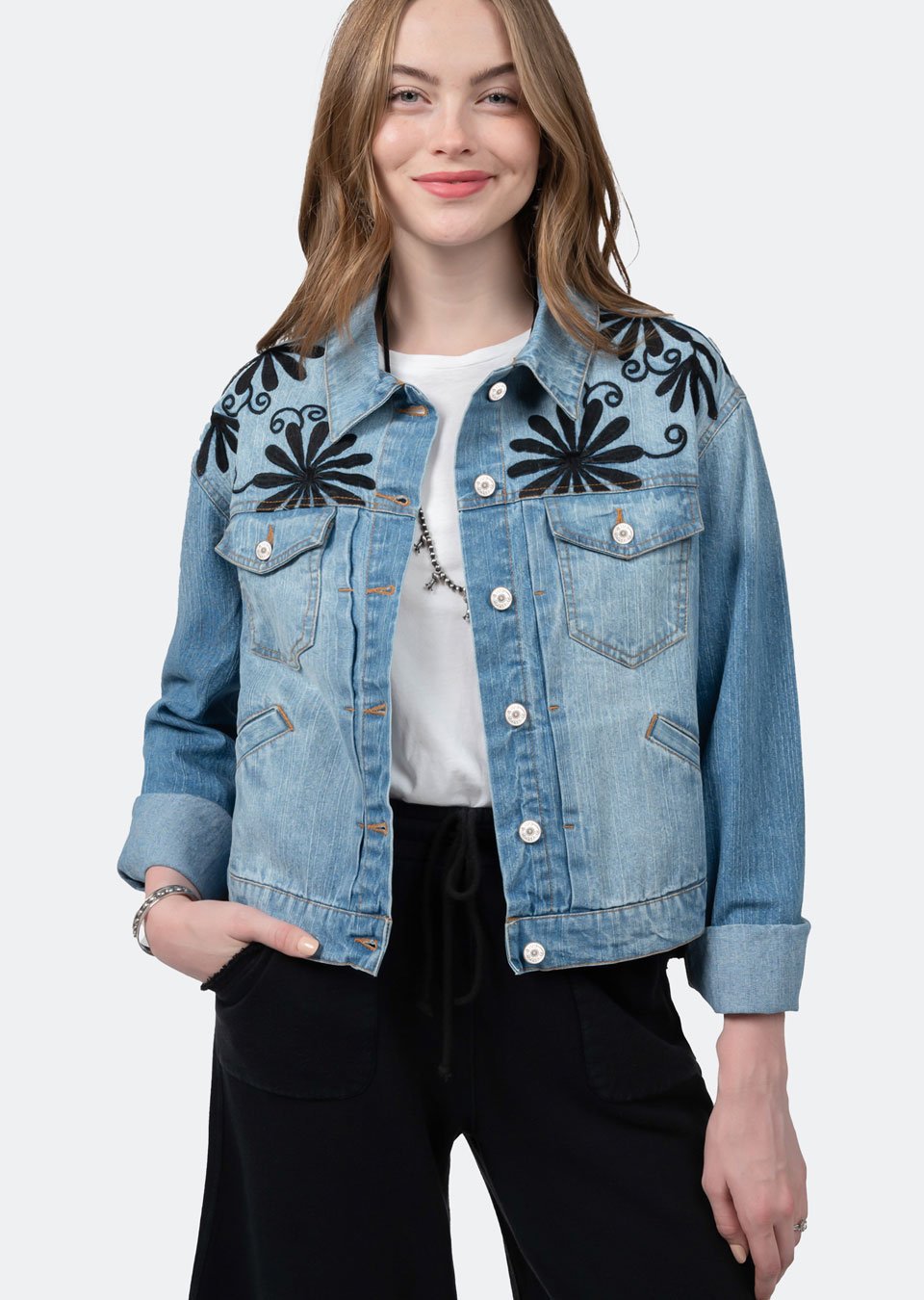 Embroidered Denim Jacket from Ivy Jane