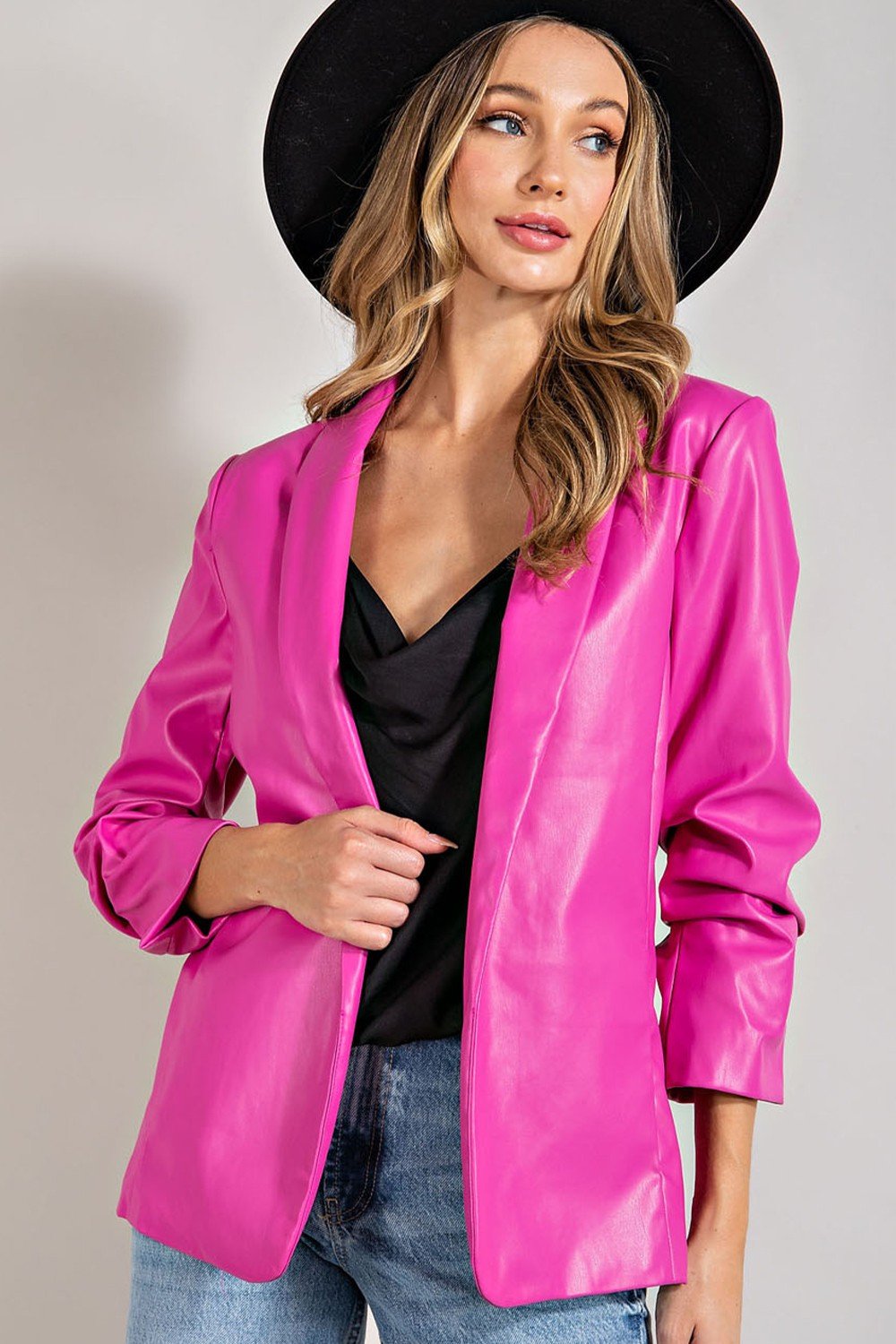 Faux Leather Blazer