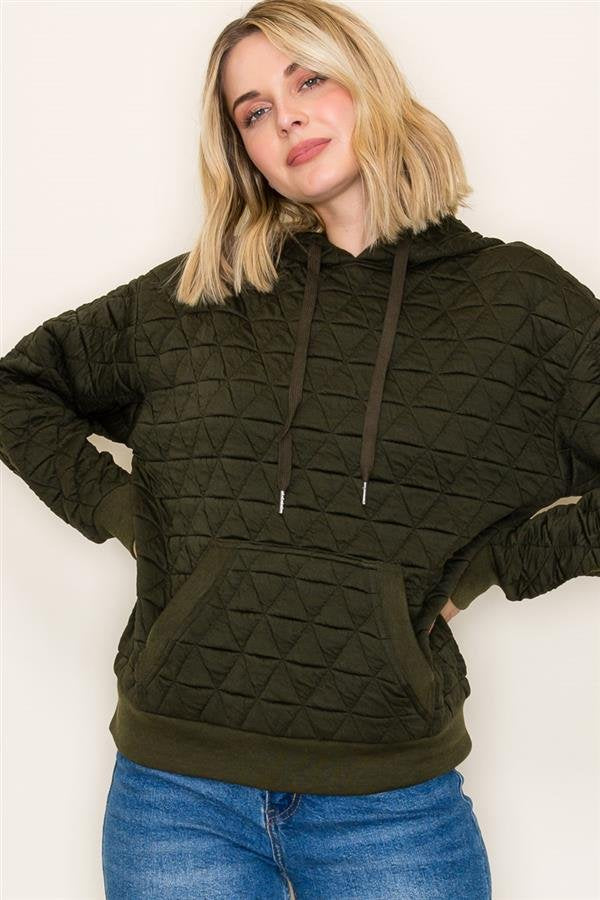 Quilted Hooded Pullover