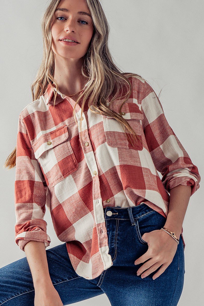 Plaid Button Down Flannel Shirt