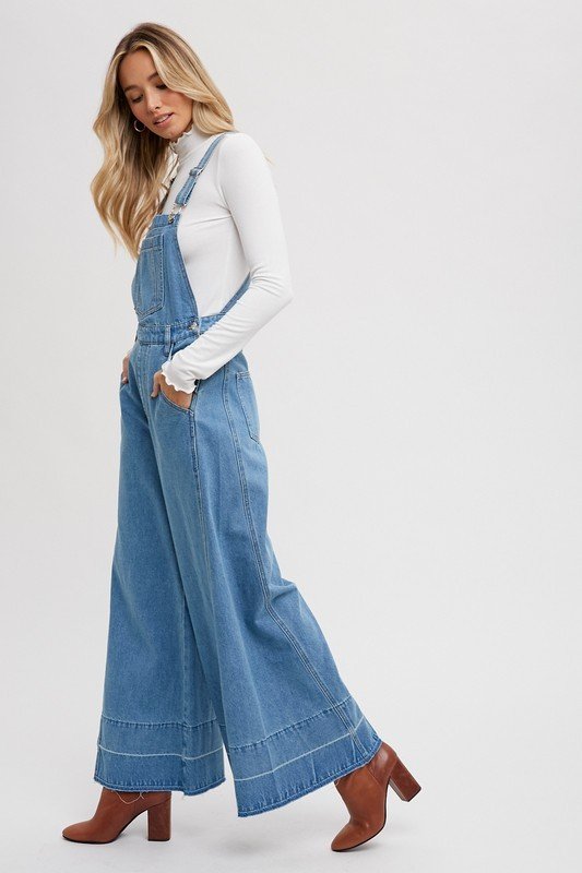 Wide Leg Denim Overalls