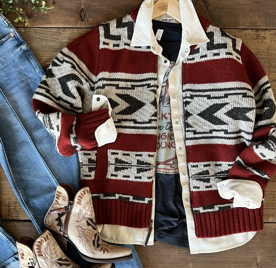 Graphic Shetland Zip Sweater from Pendleton