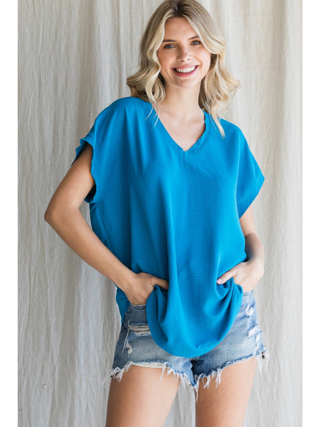 Solid V Neck Top