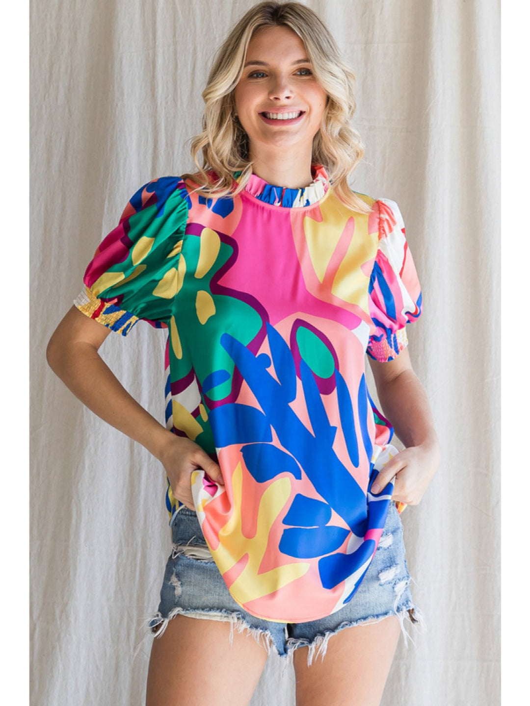 Ruffle Neck Sleeveless Top