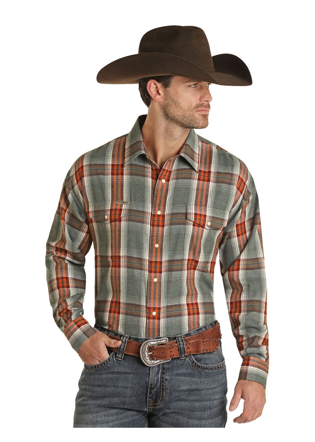 Brushed Cotton Snap Long Sleeve from Powder River