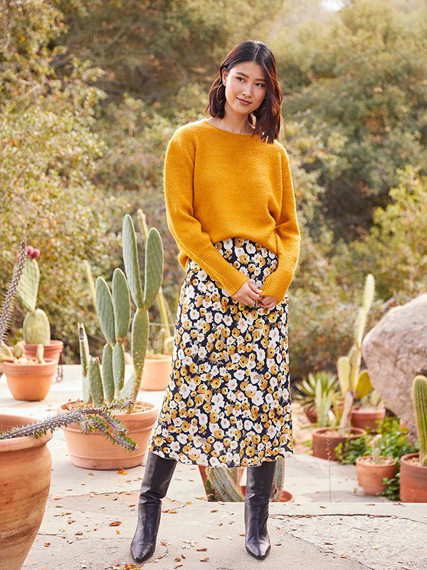 Bias Cut Midi Skirt from Karen Kane
