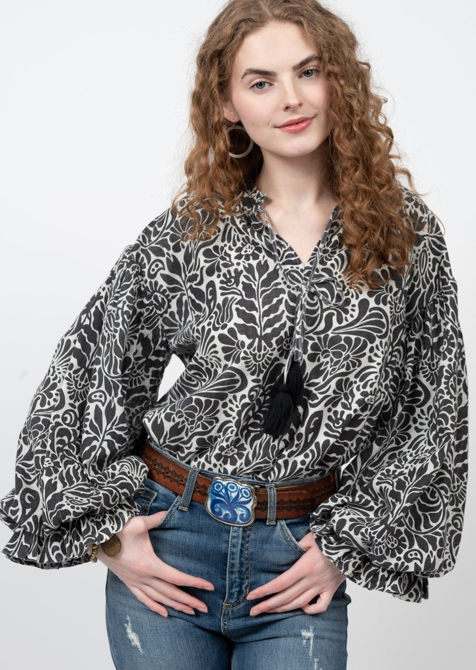 Billowy Sleeve Print Top from Ivy Jane