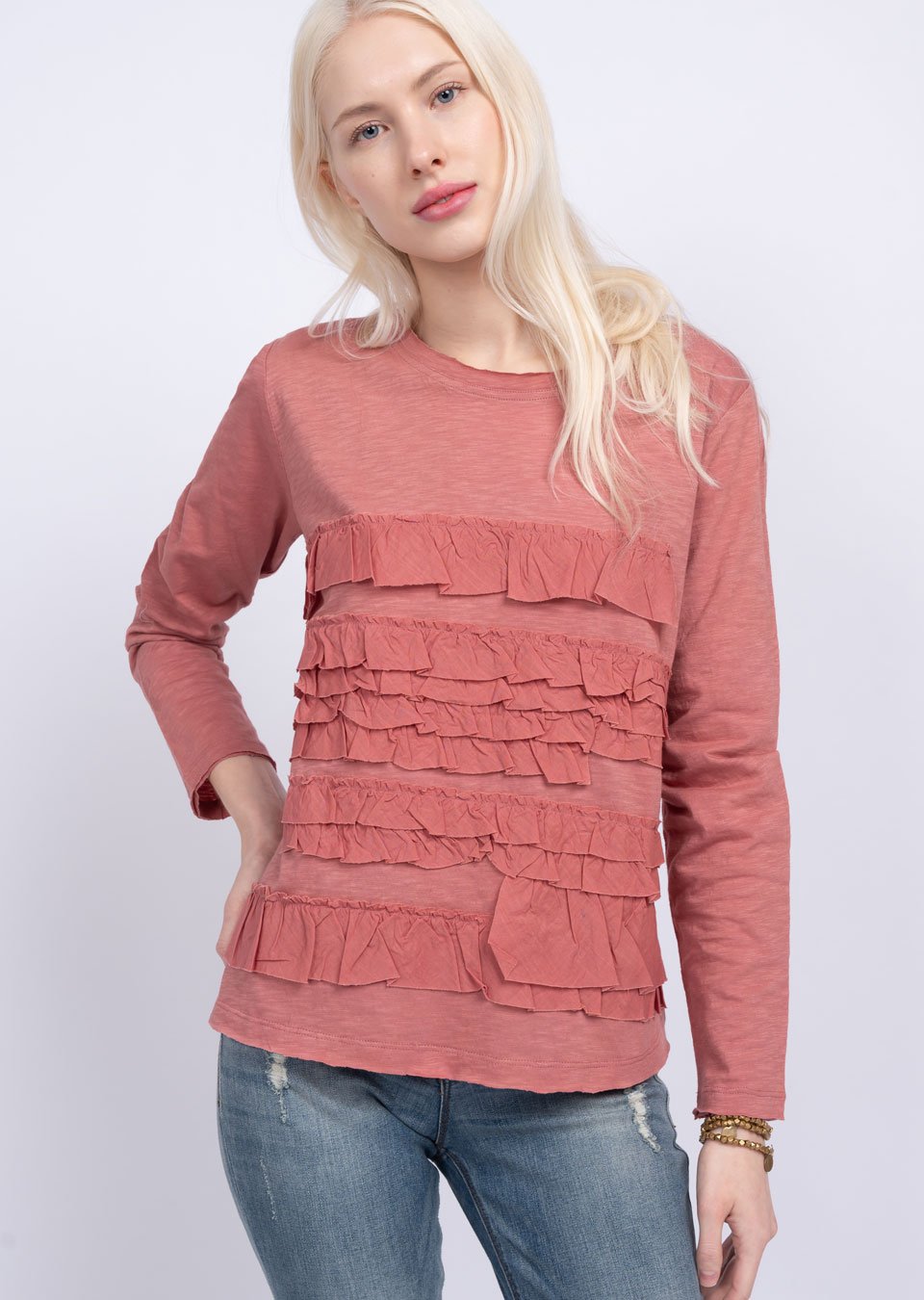 Ruffle Front Long Sleeve Tee from Ivy Jane