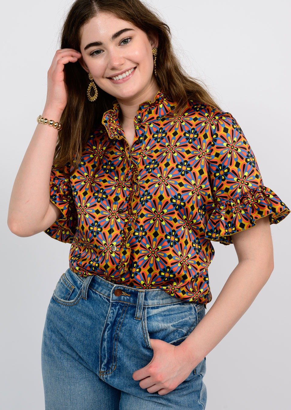 Satin Ruffle Shirt from Ivy Jane