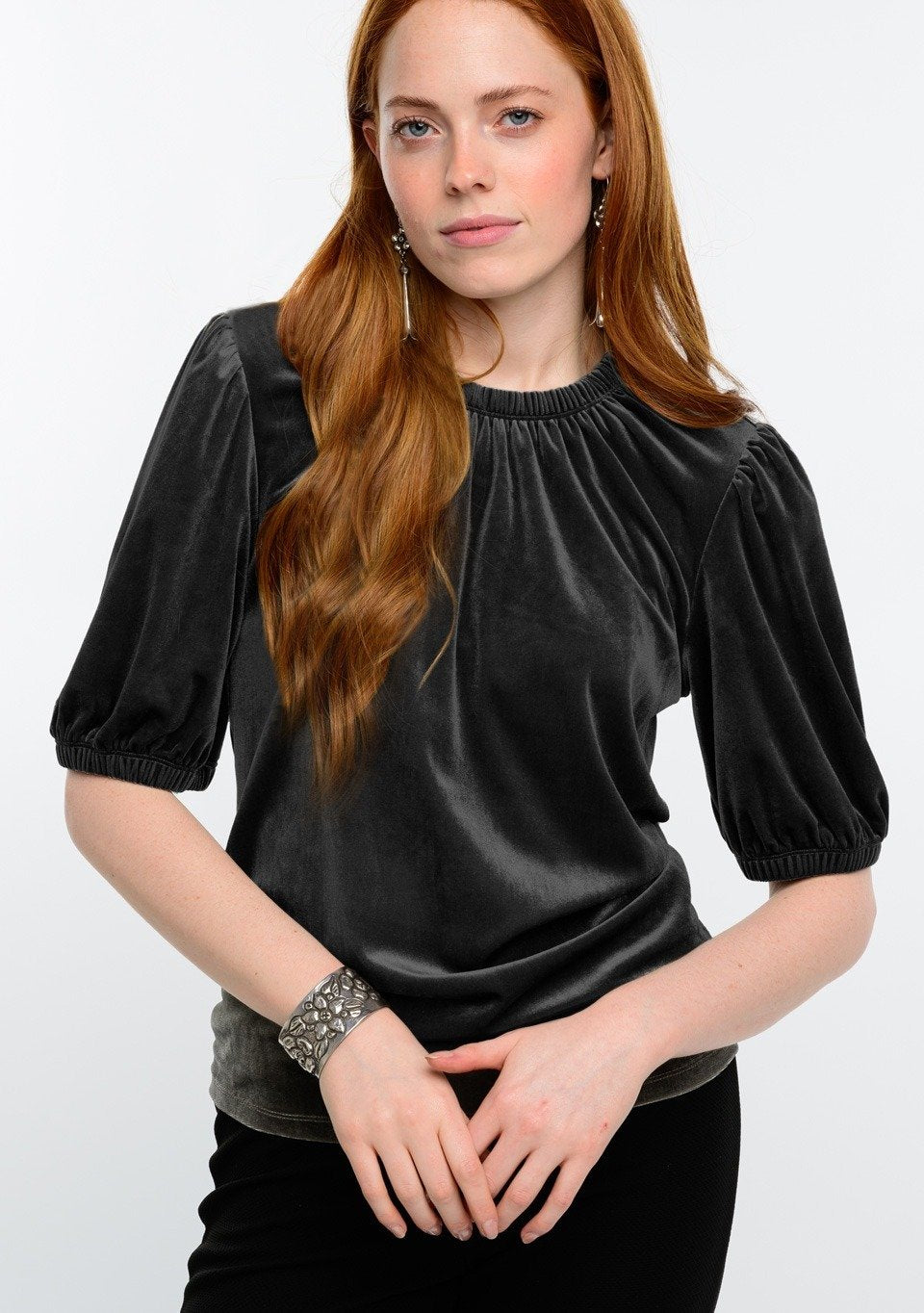 Velvet Rouched Neck Top from Ivy Jane