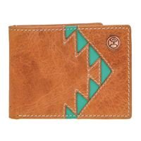 Tonkawa Turquoise Aztec Inlay Bi Fold Wallet from Hooey