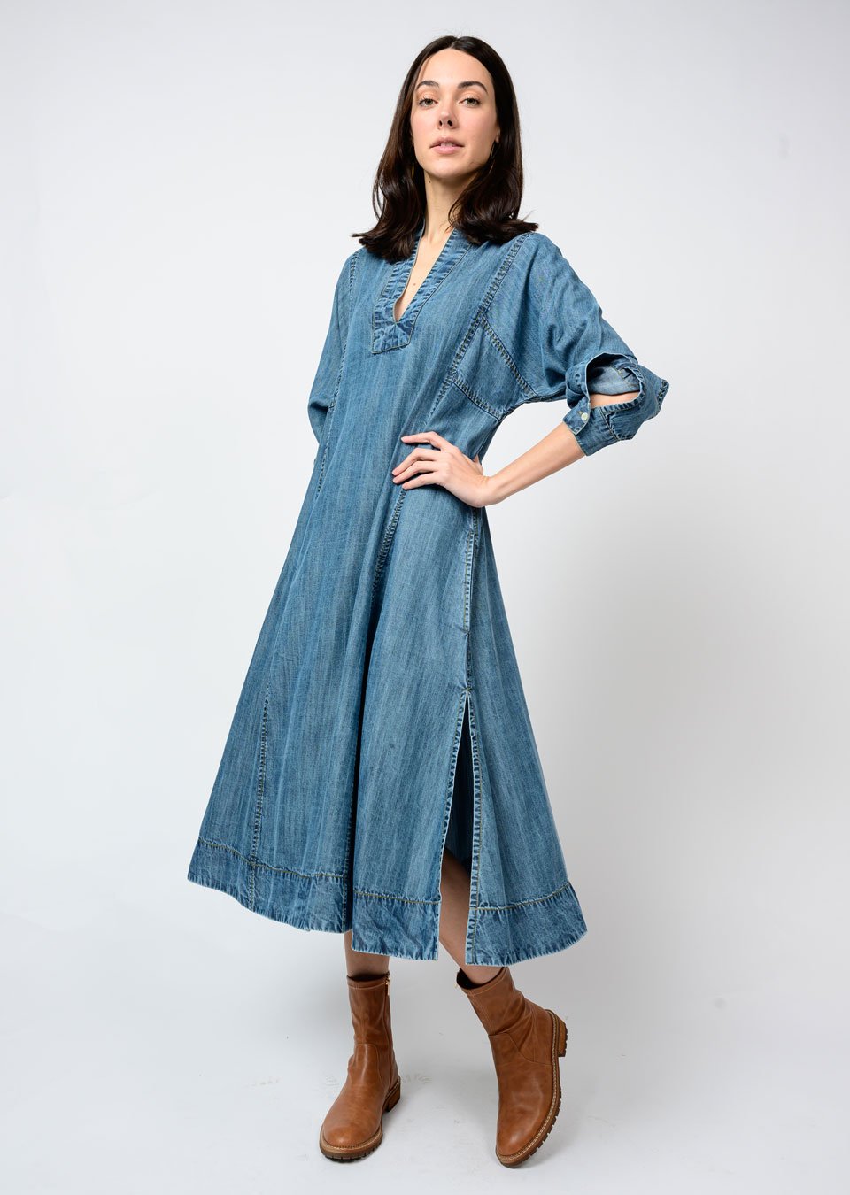 Denim Midi Caftan Dress from Ivy Jane