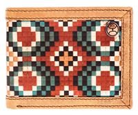 Faux Beaded Embossed Leather Bi Fold Wallet from Hooey