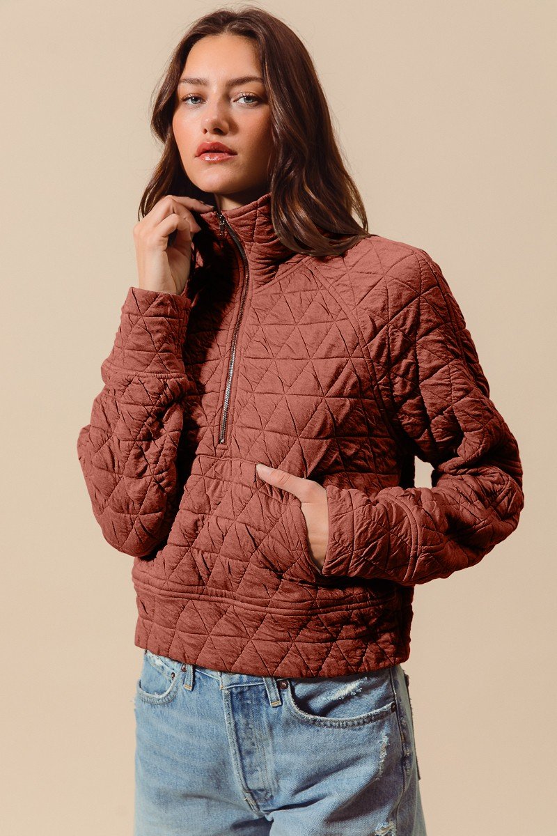 Quilted 1/4 Zip Pullover