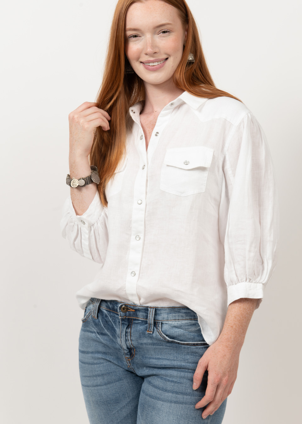Snap Front Linen Shirt from Ivy Jane