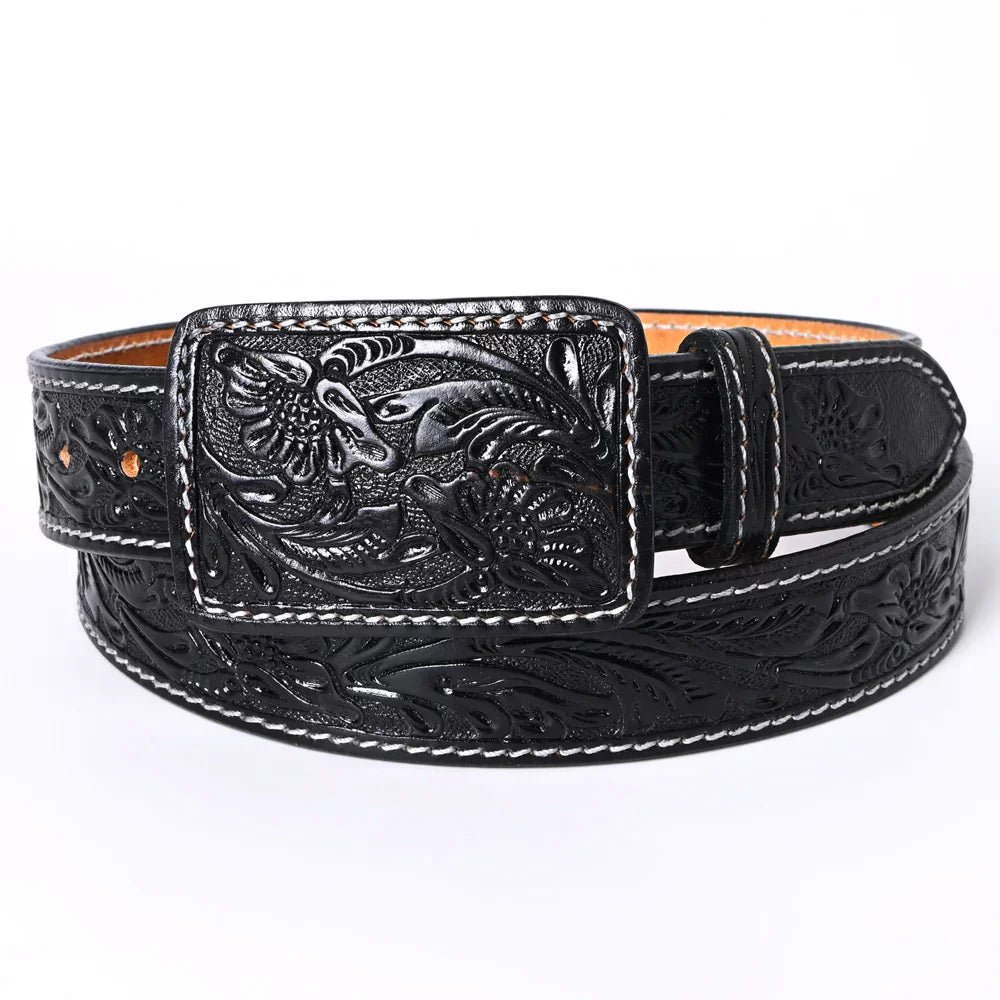 Black Floral Tooled Belt from American Darling - Main Image
