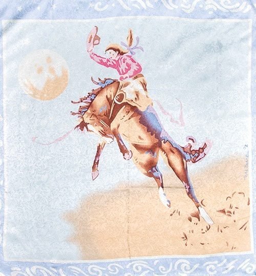 Limited Edition Blake Blue Cowgirl Silk Scarf from Wyoming Traders