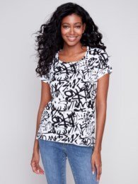 Printed Cotton Slub Top from Charlie B
