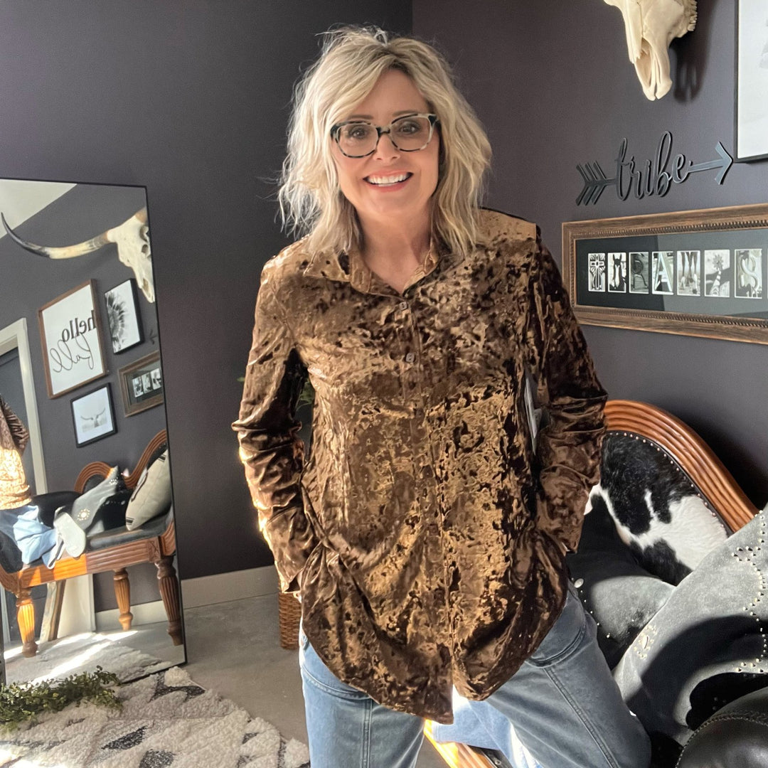 Turn up Cuff Velvet Top from Multiples