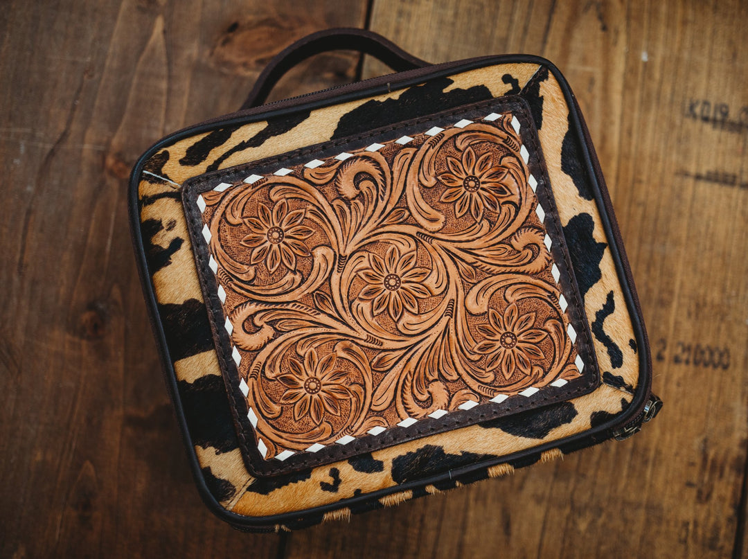 Hair On Leopard Print with Tooled Top Jewelry Case from American Darling