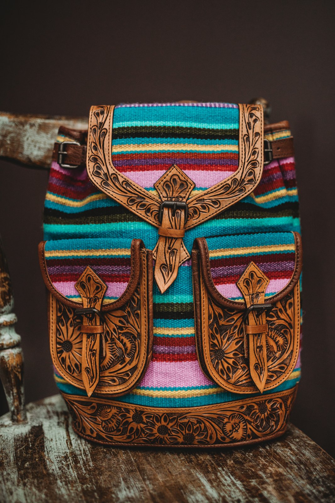 Serape Blanket Tooled Back Pack from American Darling