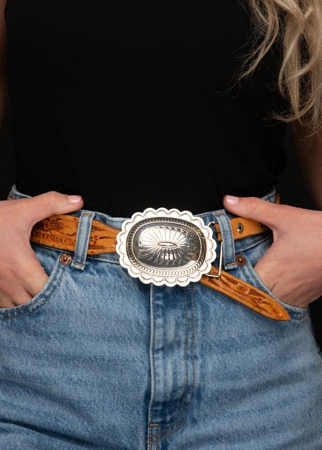 Oval Burnished Stamped Concho Buckle