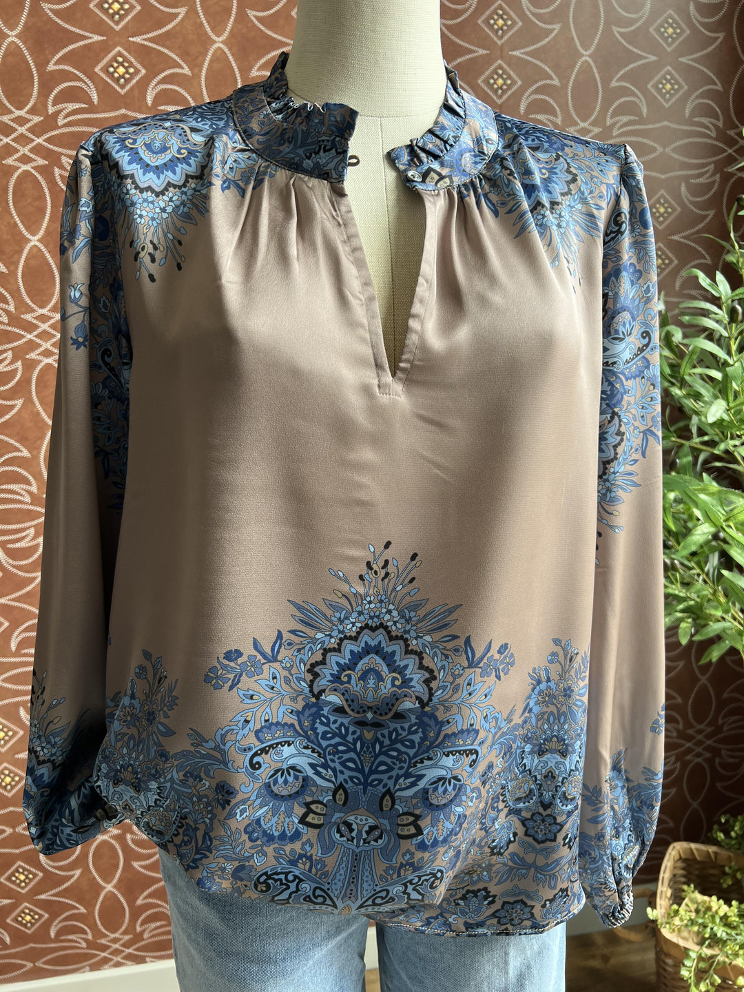 Satin Mandarin Collar Top