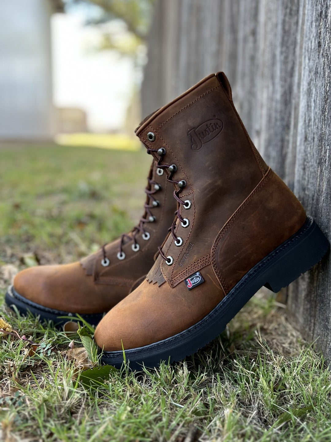 8" Lace Up Round Toe Work boot from Justin