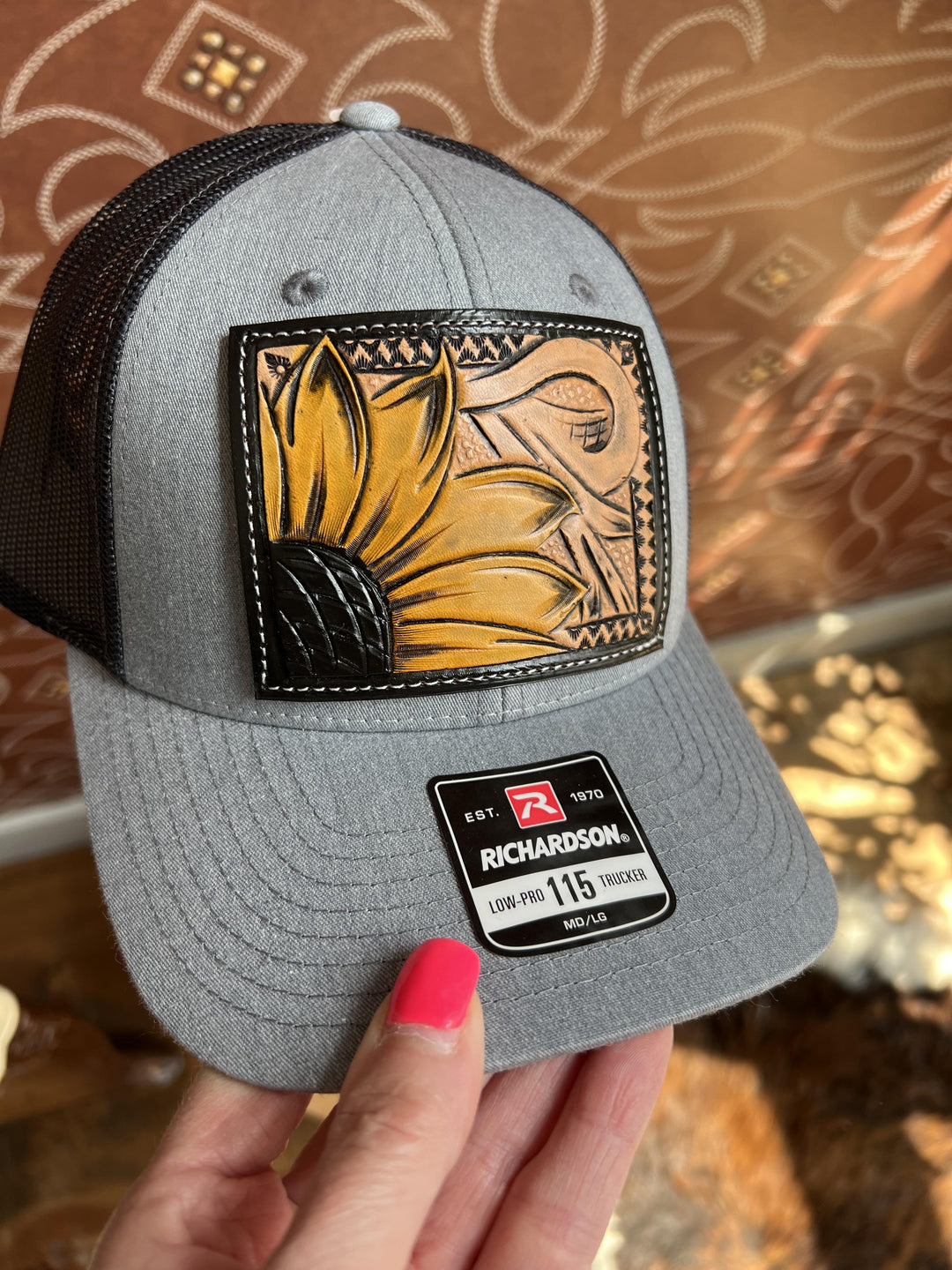 Sunflower Hand Tooled Patch Cap from Rodeo Rose