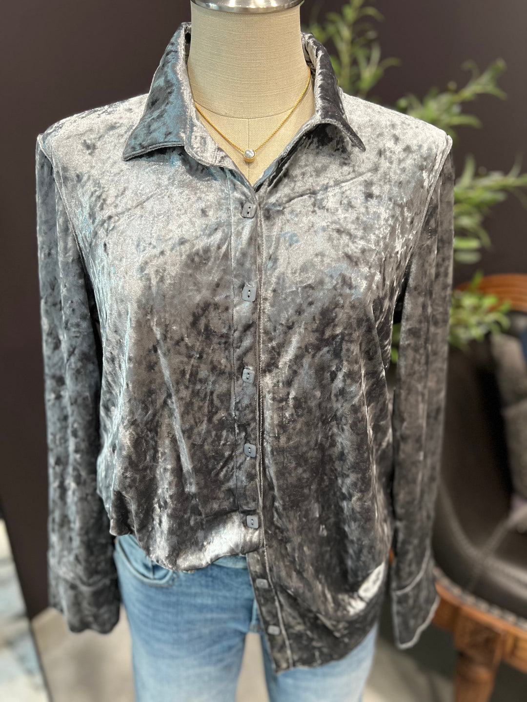 Turn up Cuff Velvet Top from Multiples