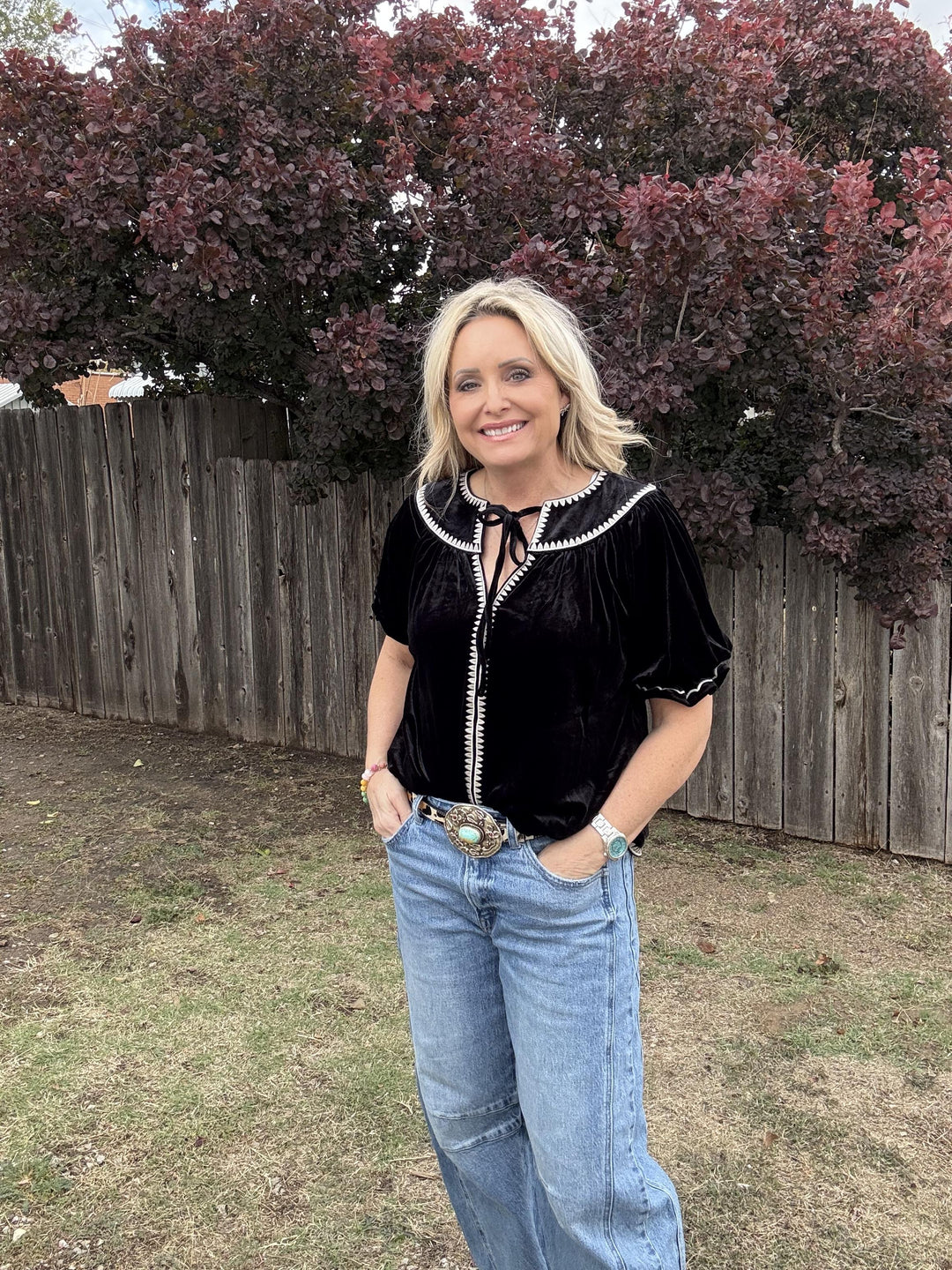 Tie Front Velvet Top from THML