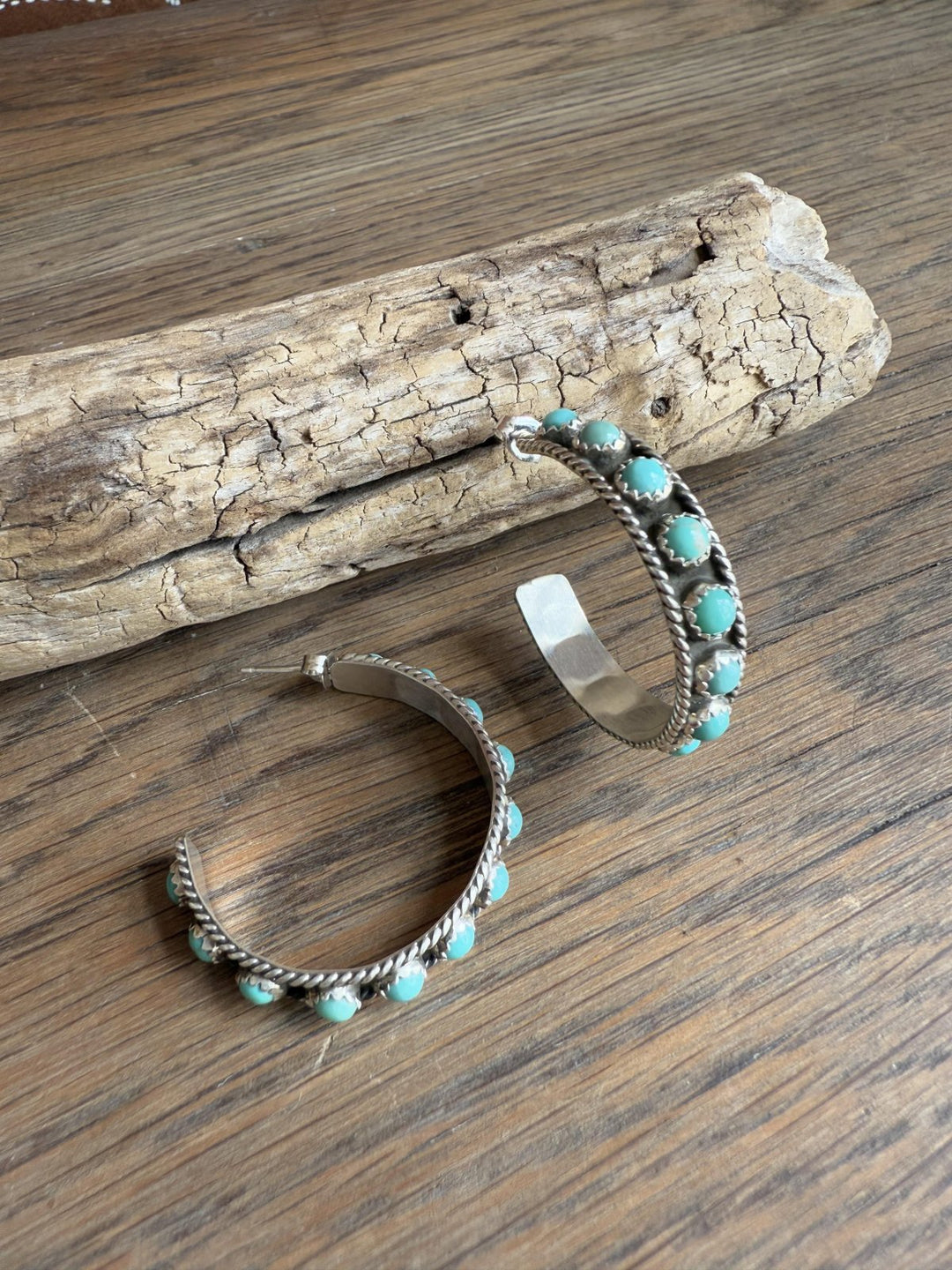 Turquoise Dot Hoop Earring