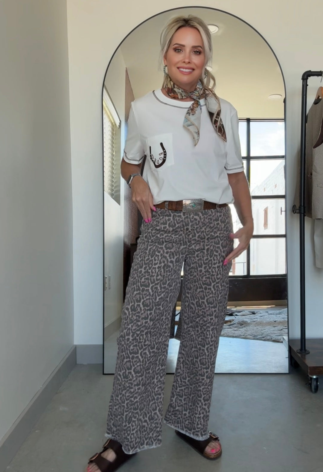 Leopard Wide Leg Denim