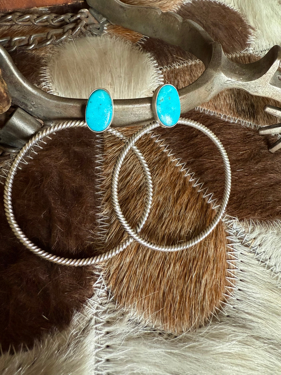 Turquoise Stone with Hoop Earring