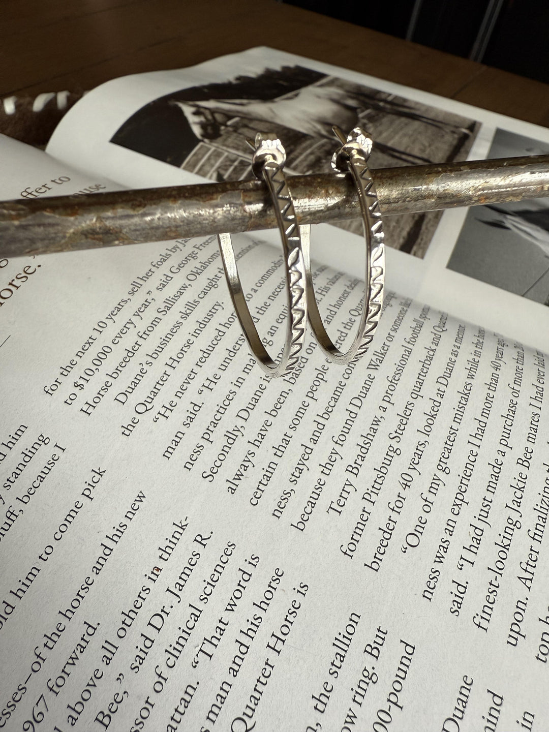 Sterling Silver Stamped Hoop Earring