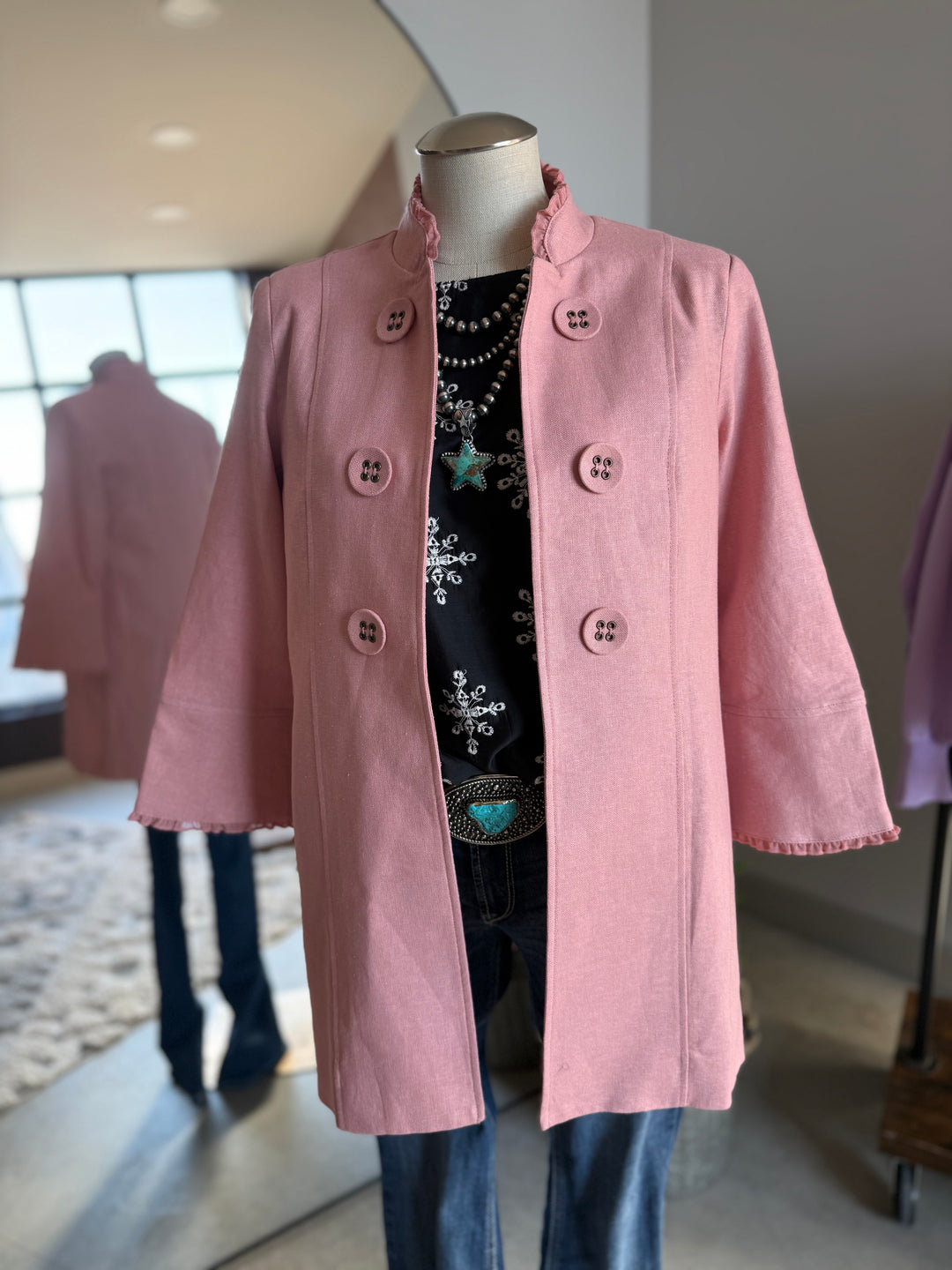 Double Button Front Linen Blend Jacket from Multiples