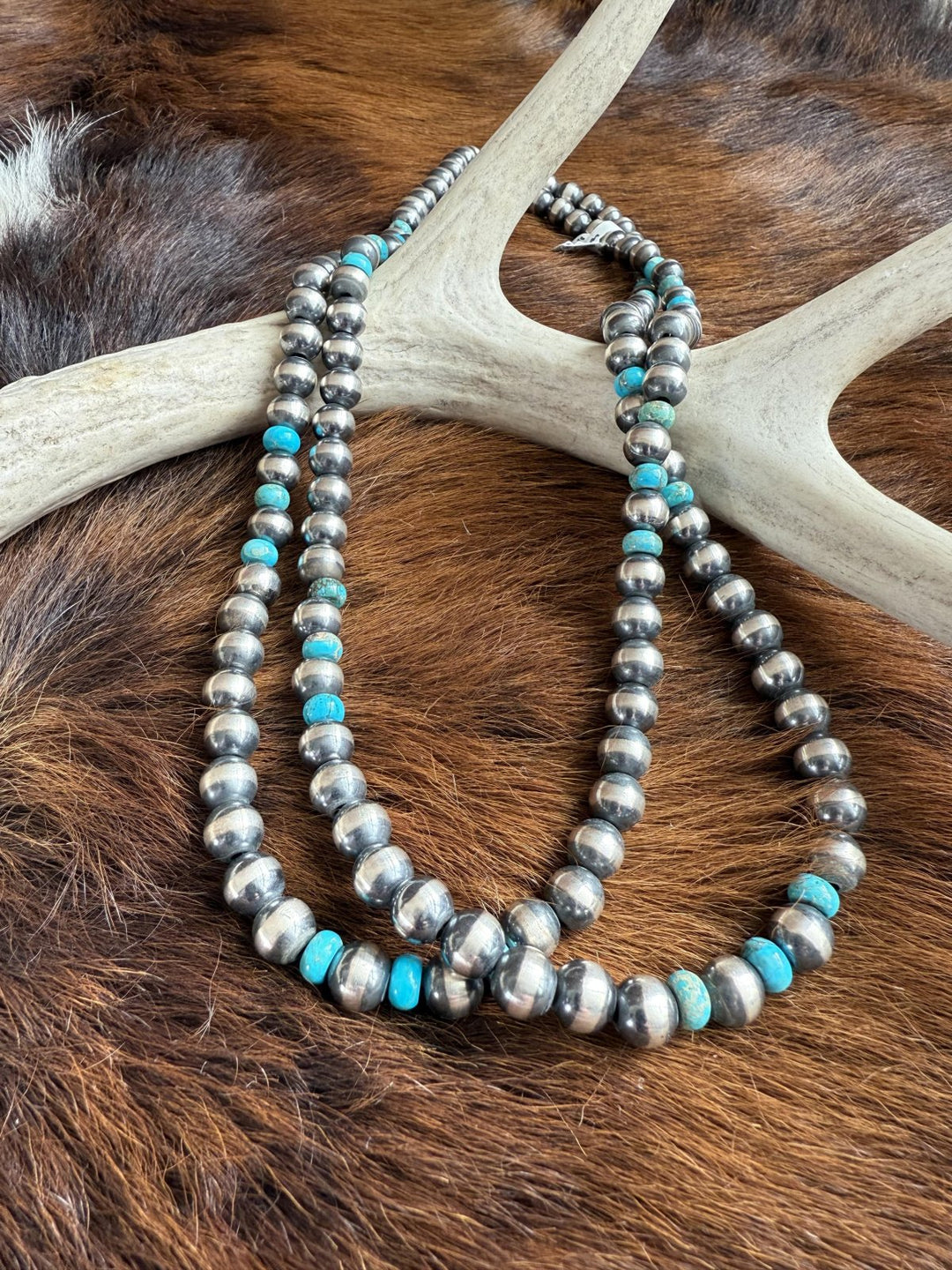 8mm Navajo Sterling Pearls with Turquoise