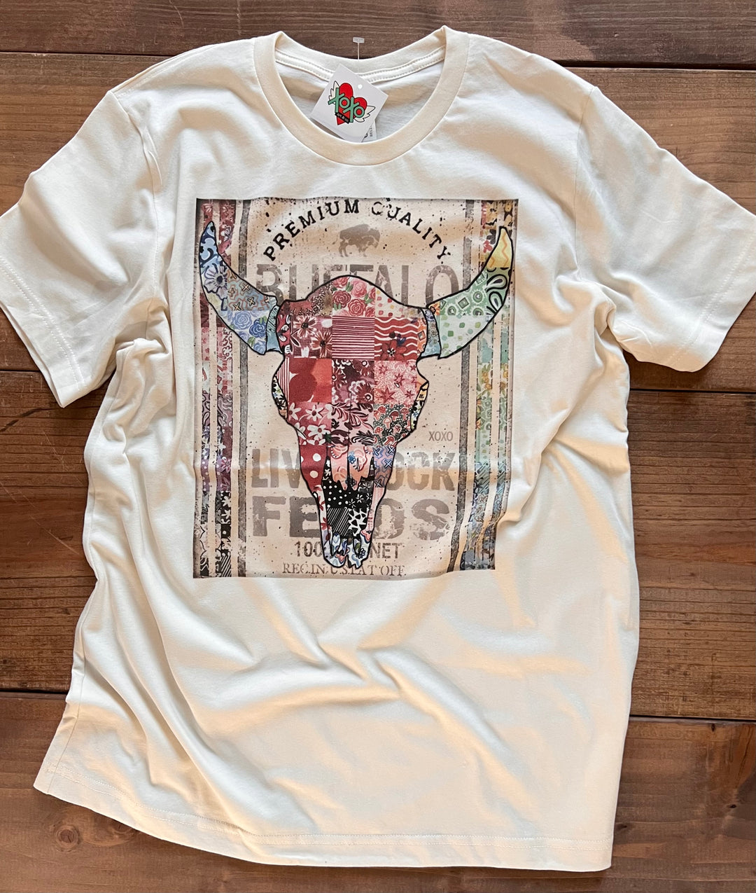 Feed Sack Skull Tee from XOXO Art & Co