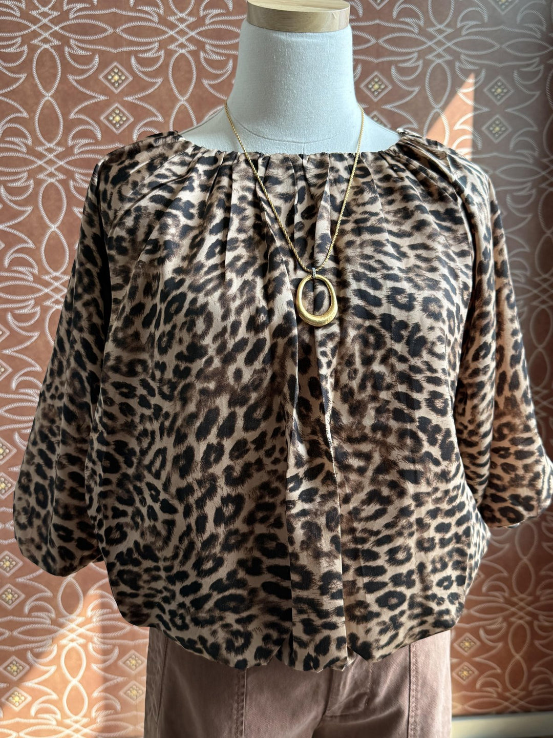 Bubble Leopard Silky Top from THML