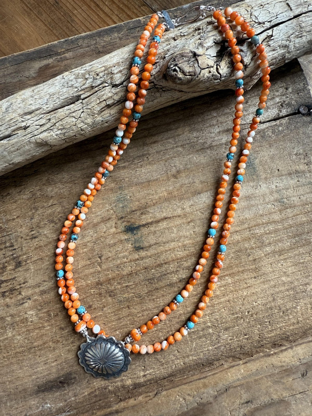Spiney Oyster 2 Strand with Concho Necklace from Paige Wallace