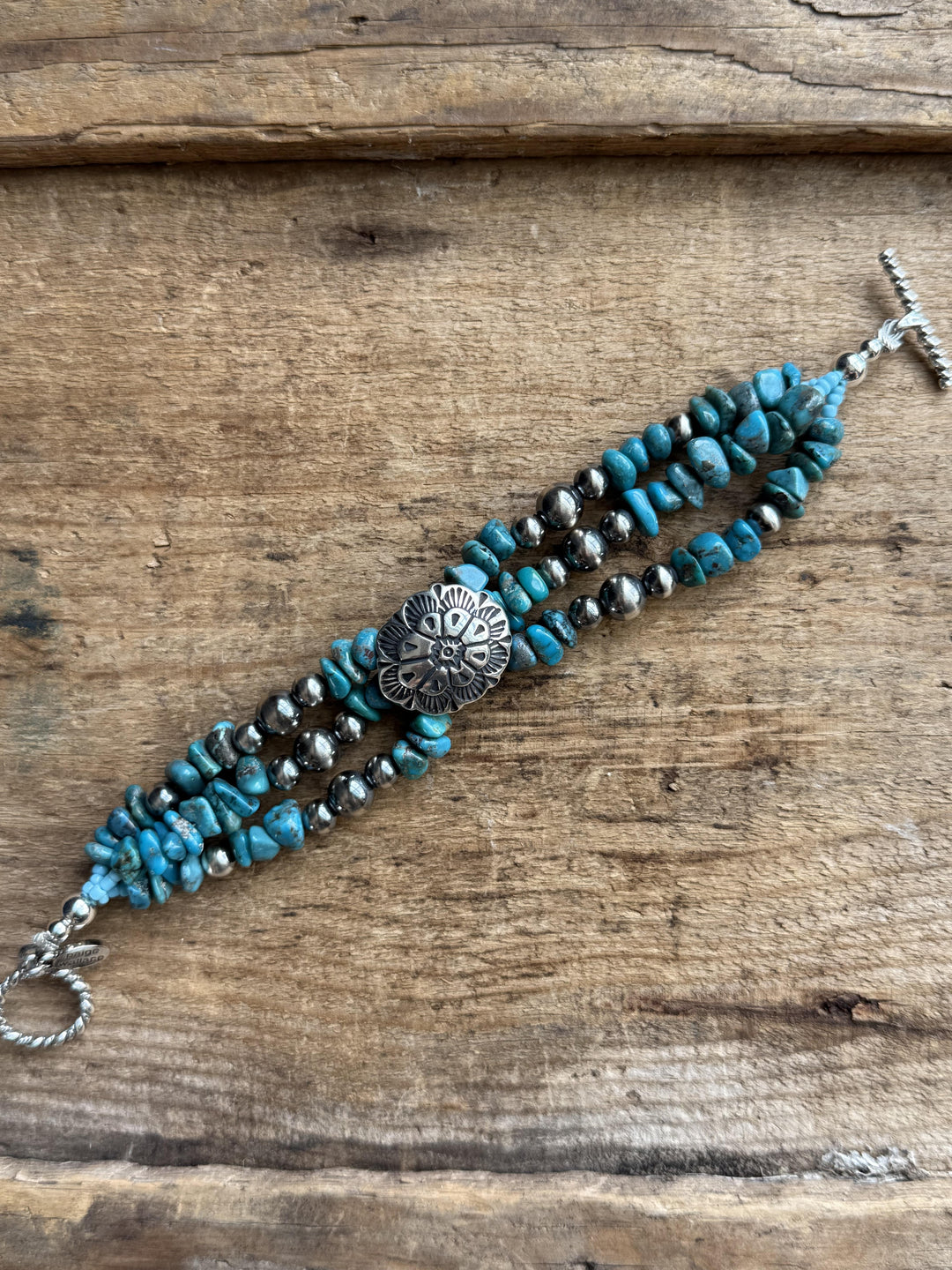 3 Strand Concho Turquoise Chip Bracelet from Paige Wallace