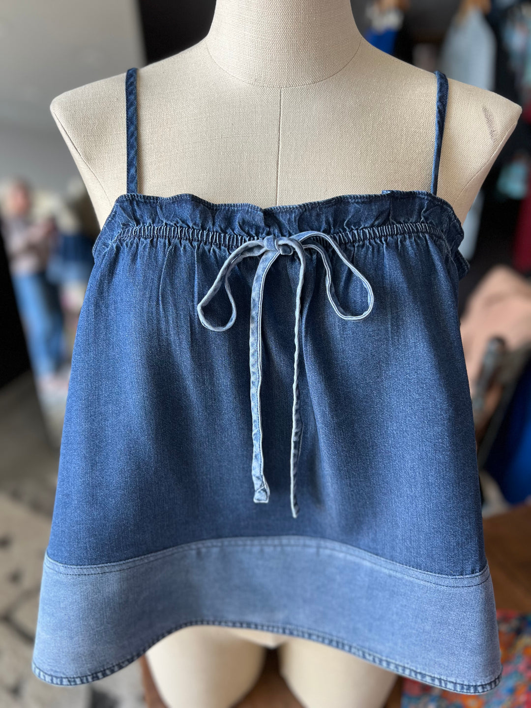 Spaghetti Strap Denim Top