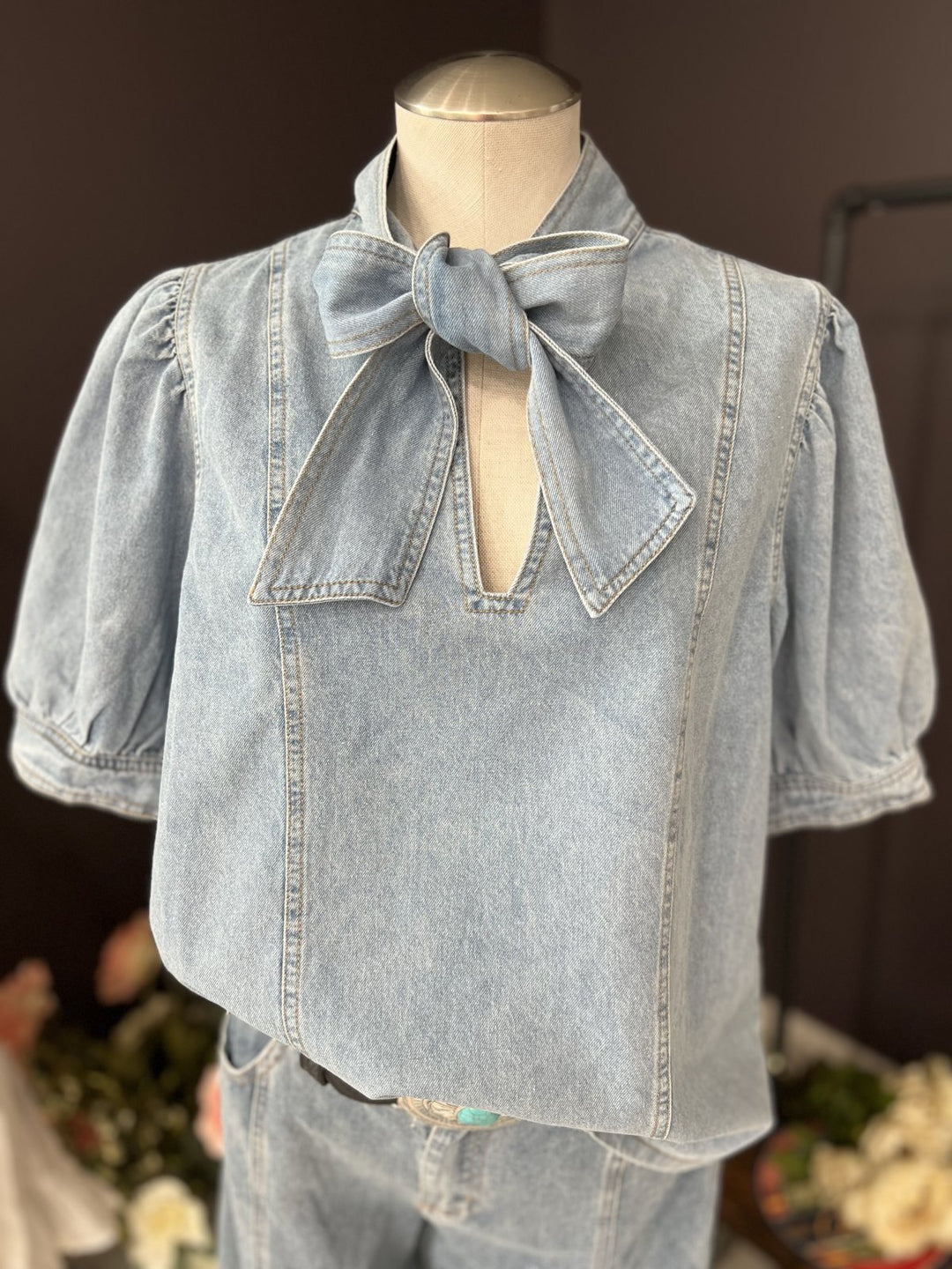 Tie Front Denim Shirt