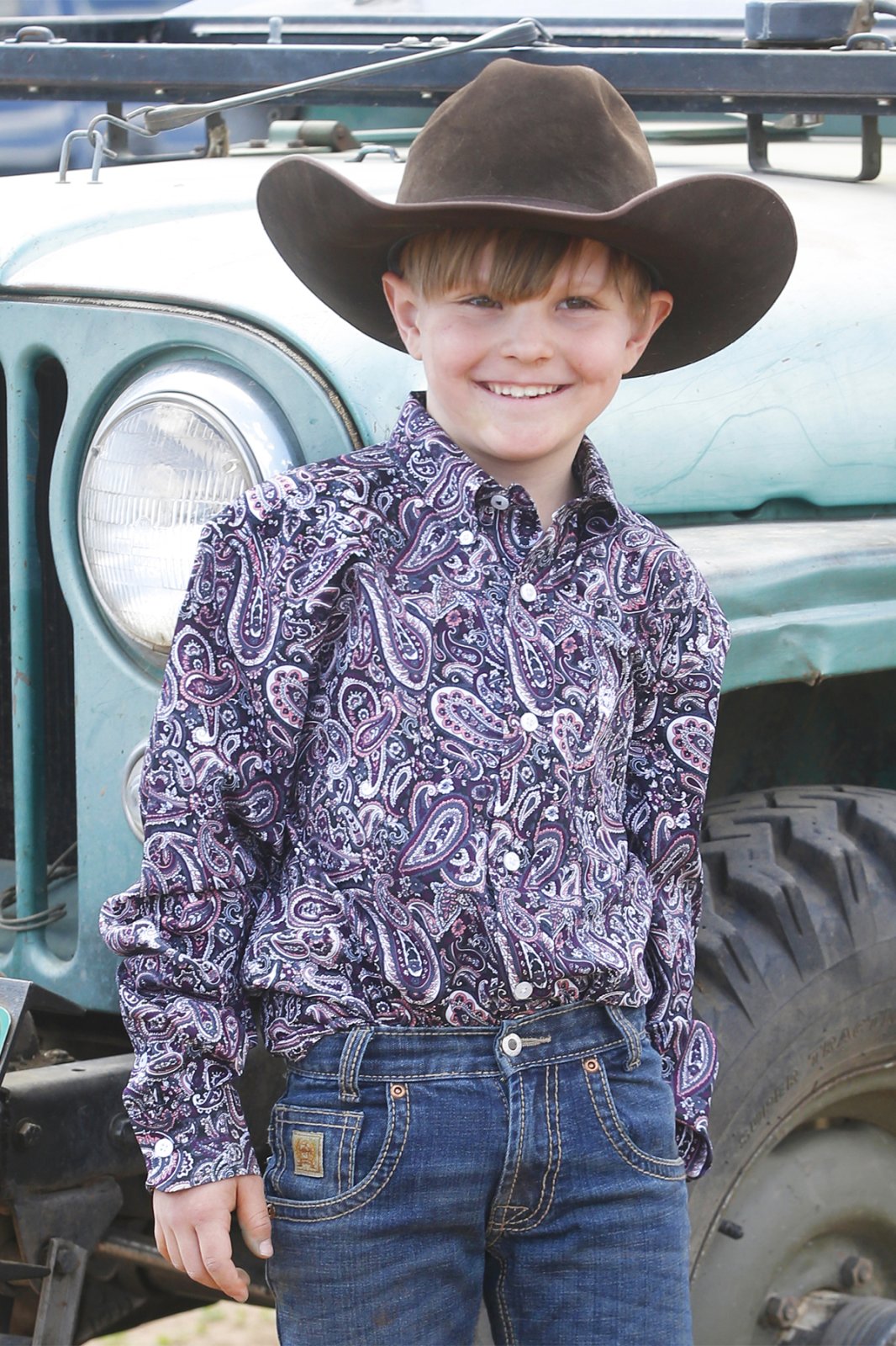 Boys Classic Fit Paisley Print Shirt from Cinch