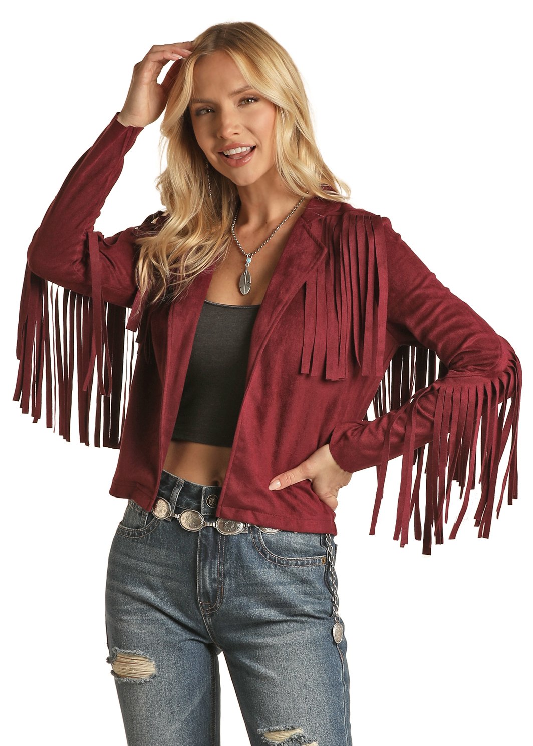 Faux Suede Fringe Jacket from Rock & Roll
