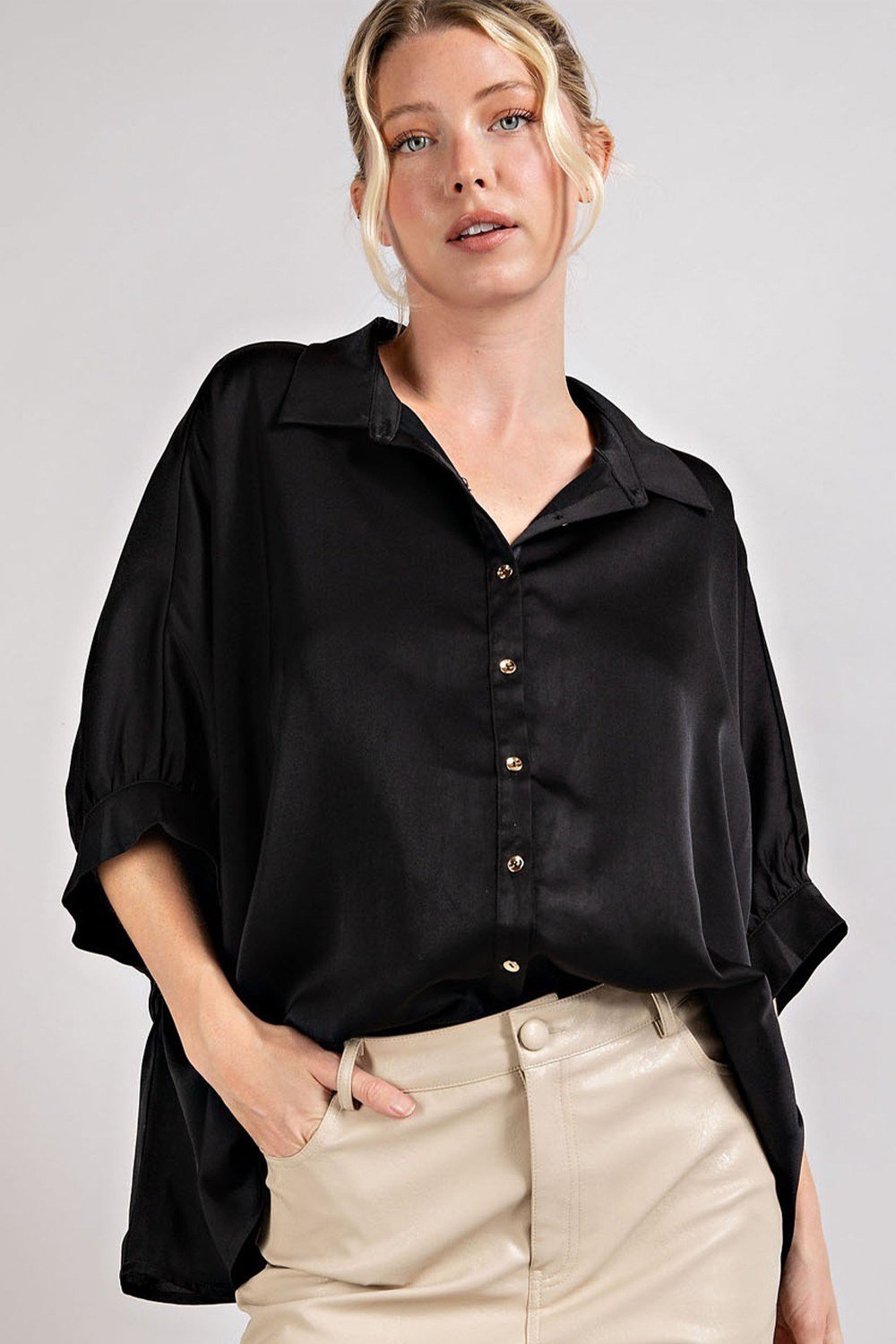 Satin Button Down Top