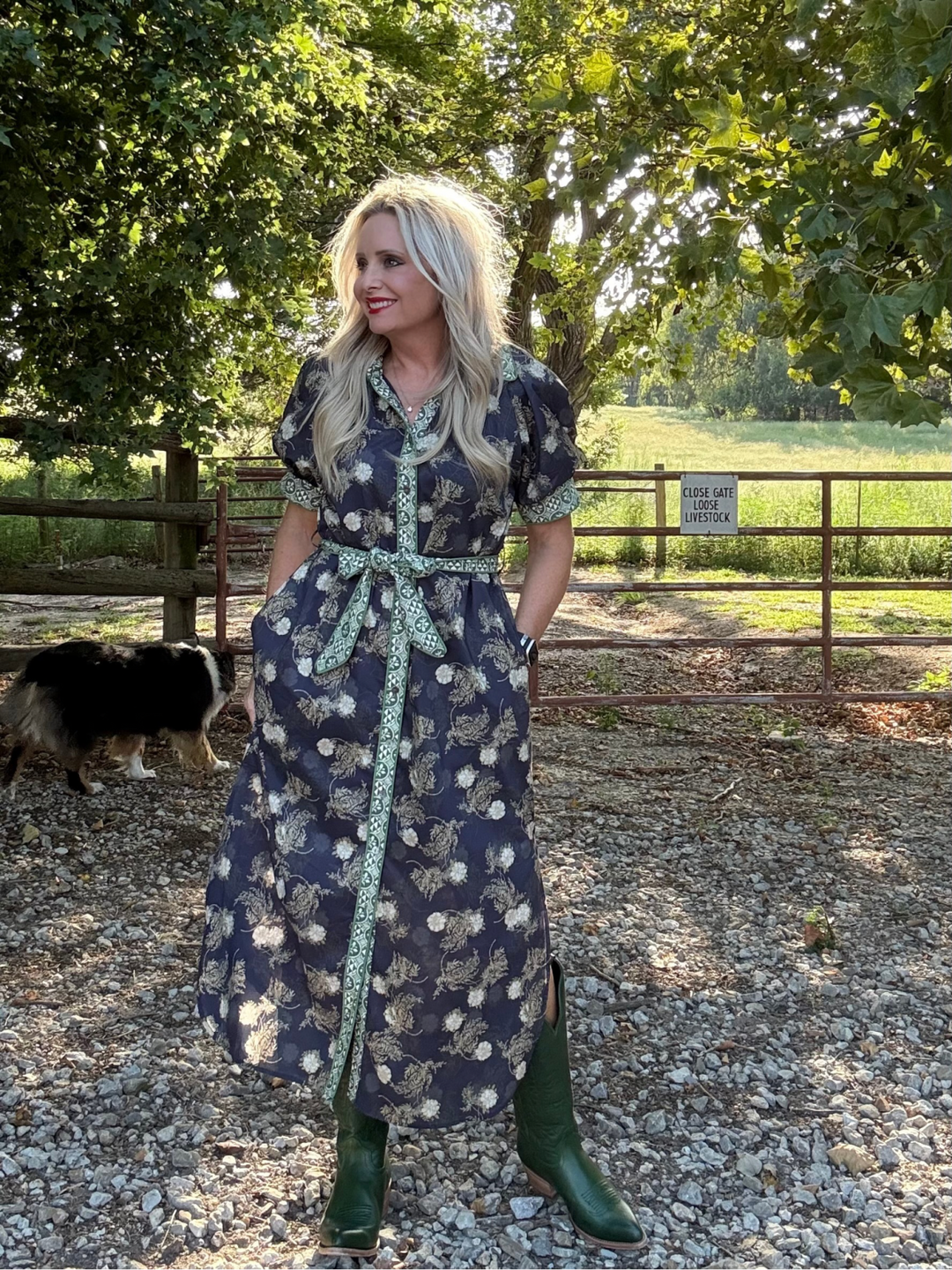 All Over Print Button Front Dress