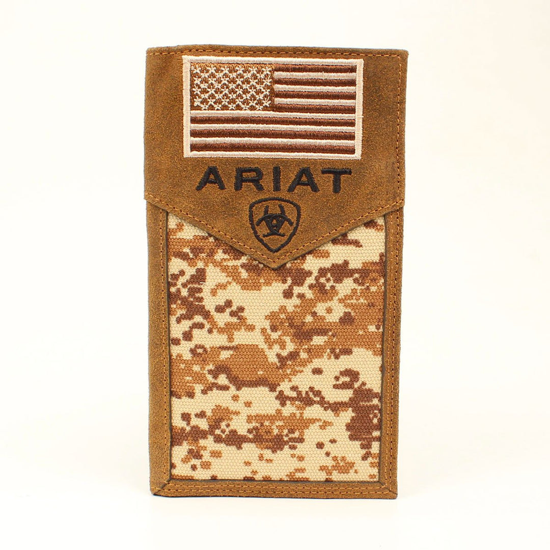 Rodeo Wallet with Digital Camo and American Flag Patch